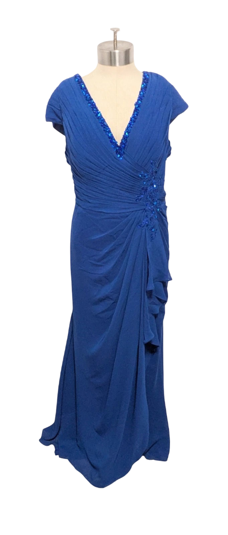 Missacc: Women's Ruching Pleated Evening Gown (Blue)