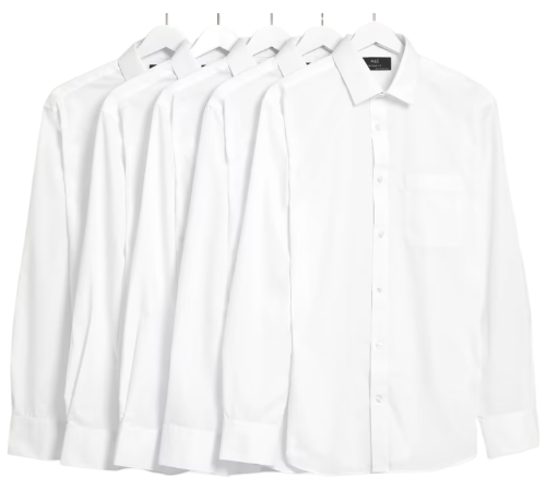 Regular Fit Easy Iron Long Sleeve Shirts (Pack Of 5)