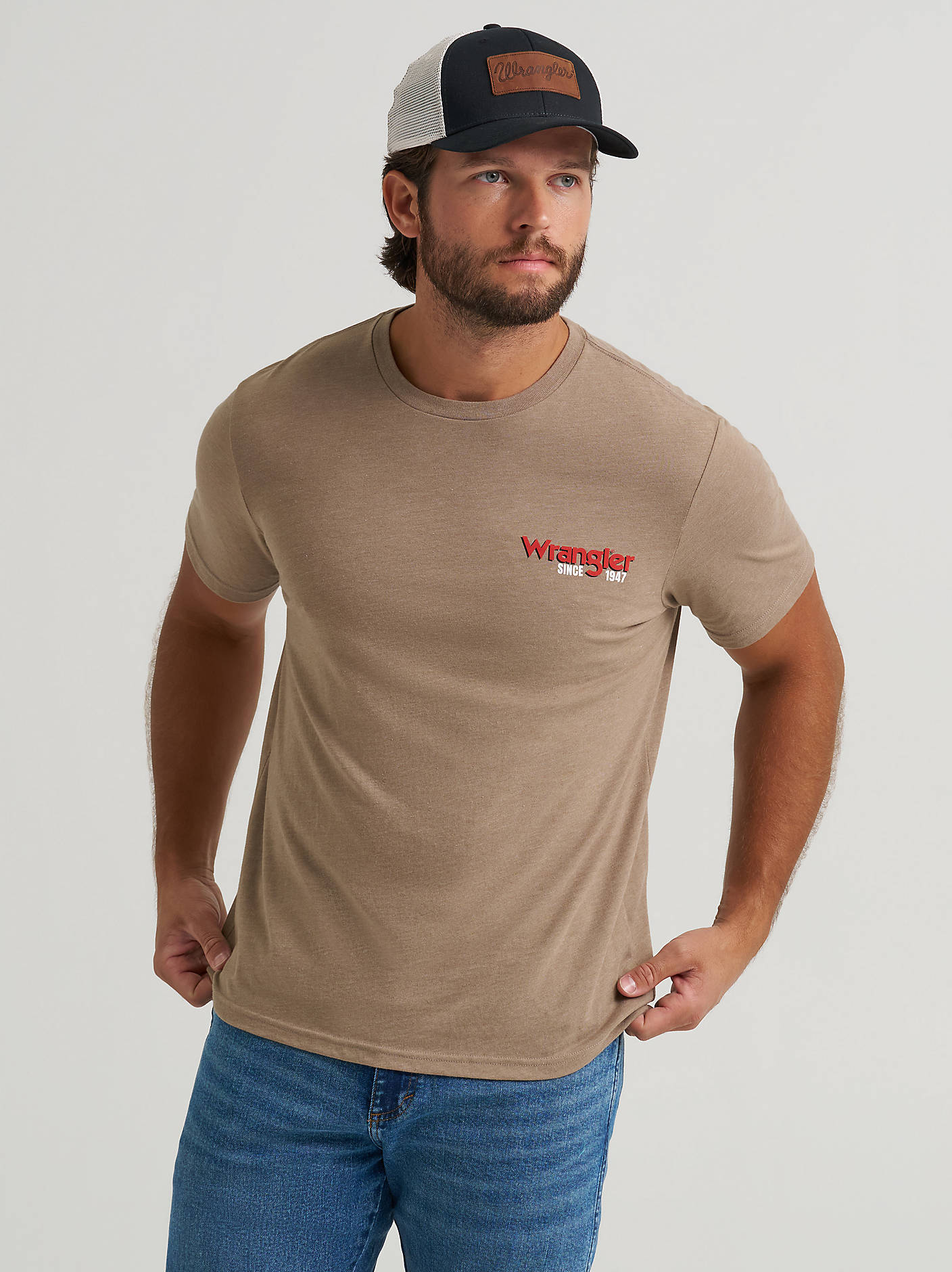 Men's Star Spangled Rodeo Back Graphic T-Shirt (Desert Taupe)