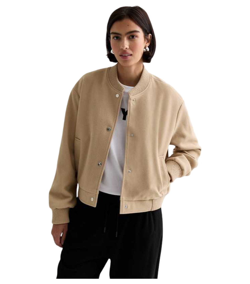 Cropped Bomber Jacket (Camel)