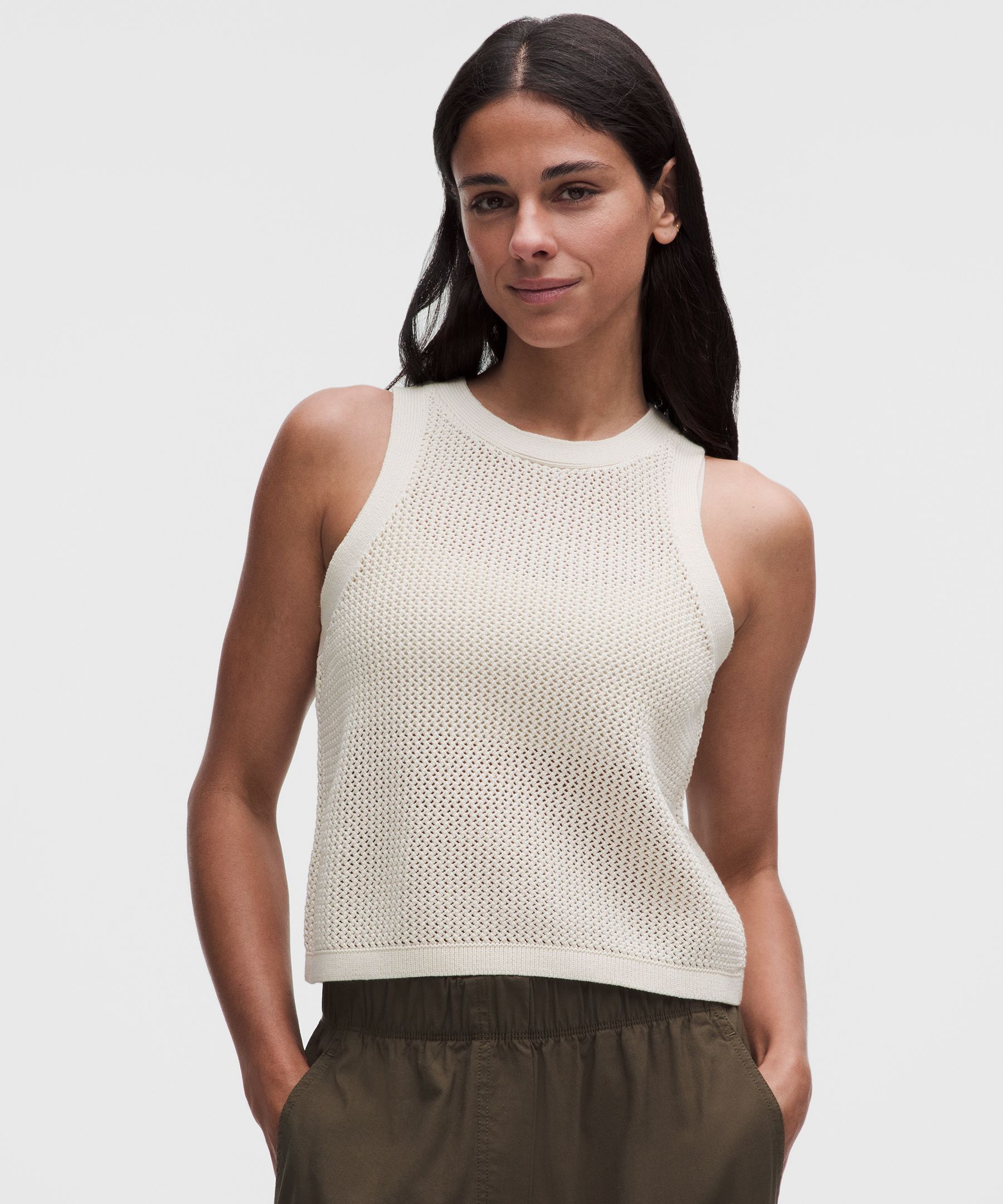 Women's Cotton Crochet Mesh Tank Top
