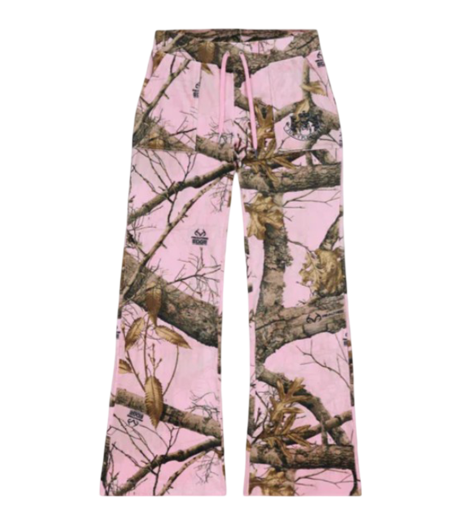 Juicy By Pleasures Real Tree Low Rise Pink Velour Track Pants (Pink Edge)