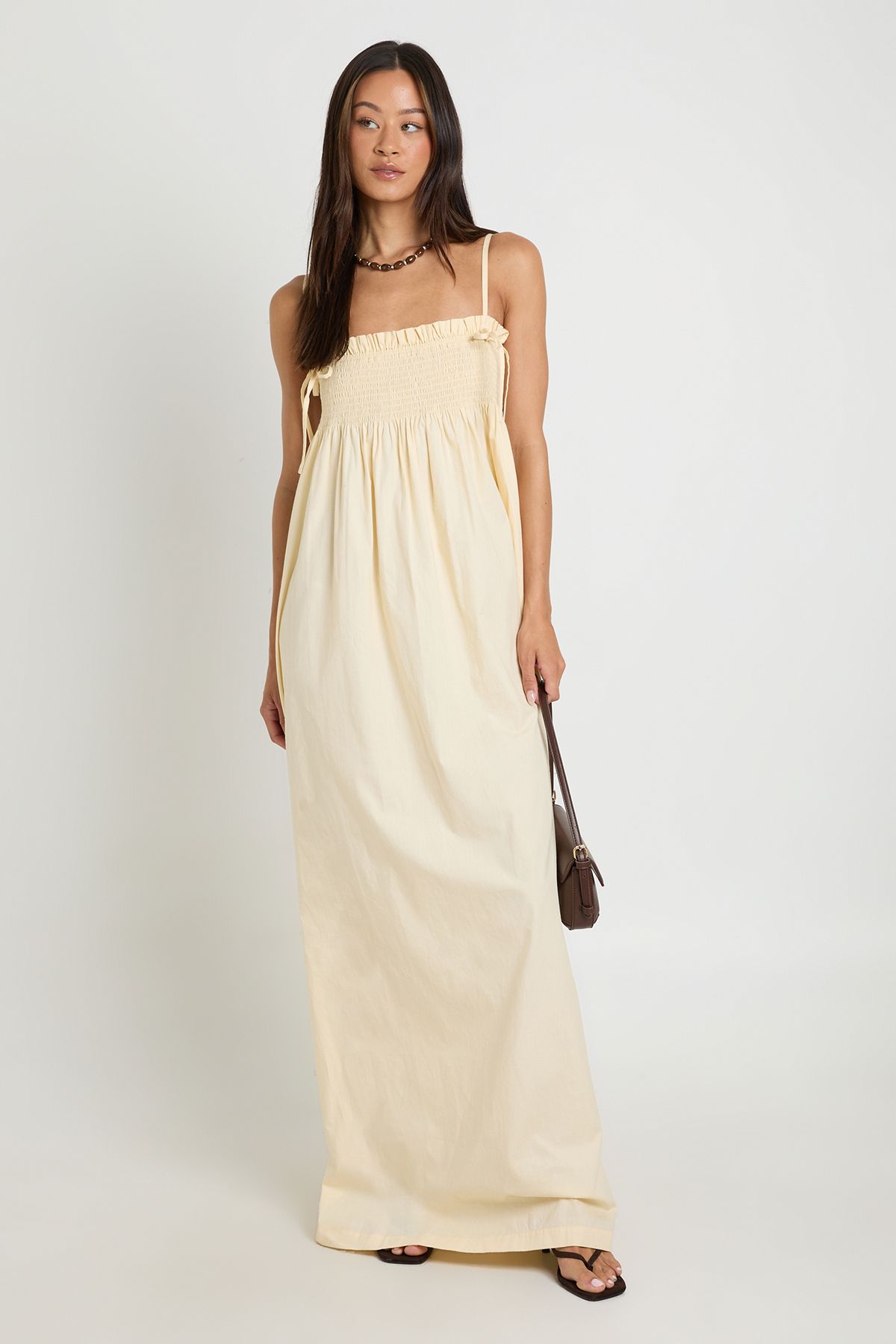 Women's Tall Shirred Detail Maxi Smock Dress