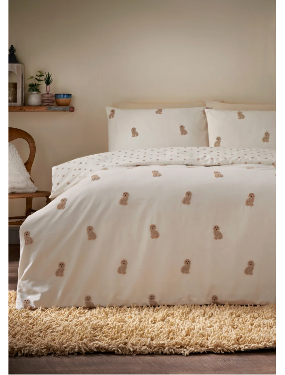Cream Cockapoo Tufted Duvet Set