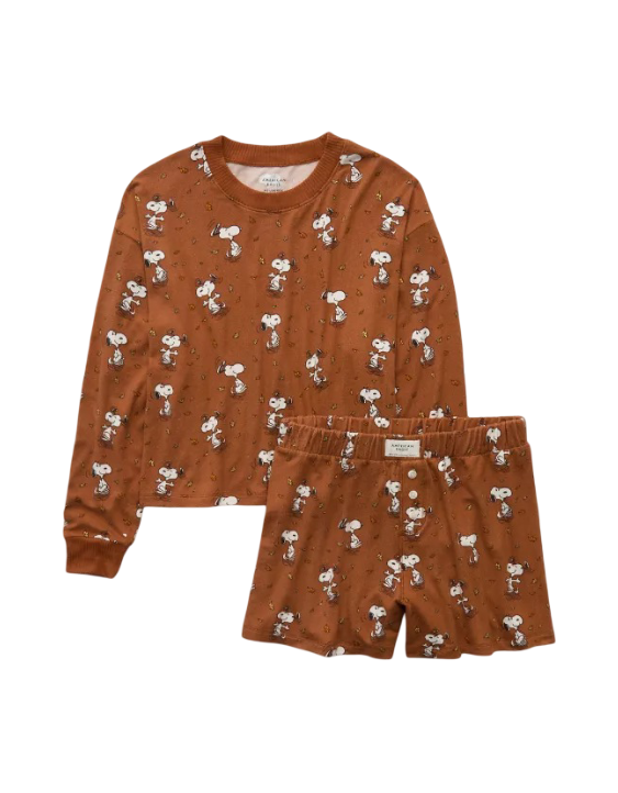 AE Luxe Snoopy Halloween Plush PJ Set (Amber Brown)