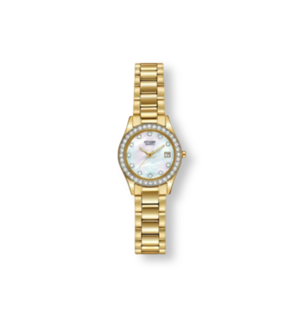 Citizen: Women's Ctystal Watch (Gold Tone White)