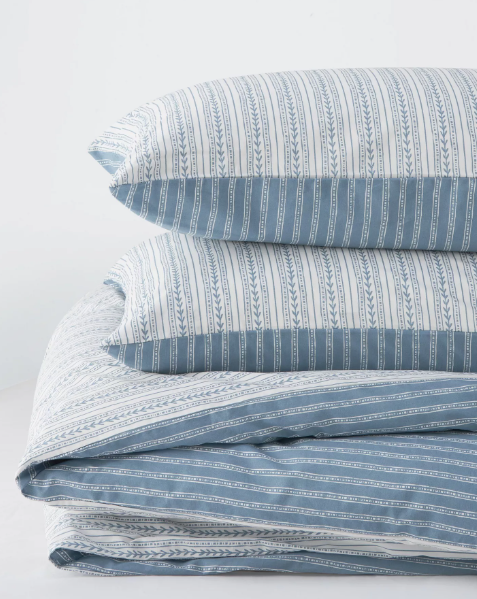 John Lewis: Isla Pure Cotton Percale Reversible King Duvet Cover Set (Blue/Multi)
